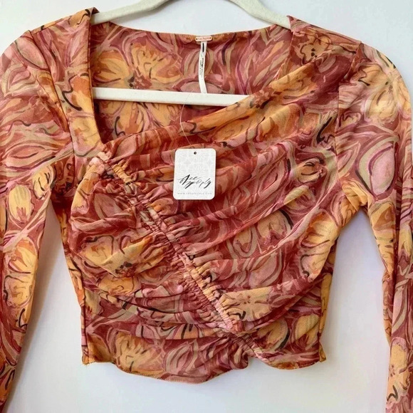 NWT Free People Supernova Set Two Piece Skirt Crop Top Long Sleeve Pink XS - Picture 8 of 17